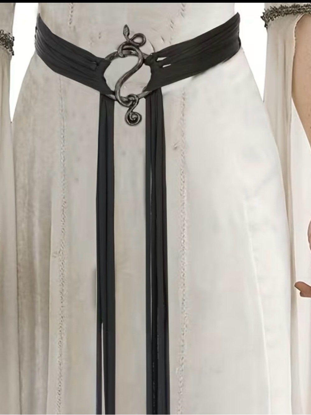 Black Sculpted Metal Accent Waist Belt